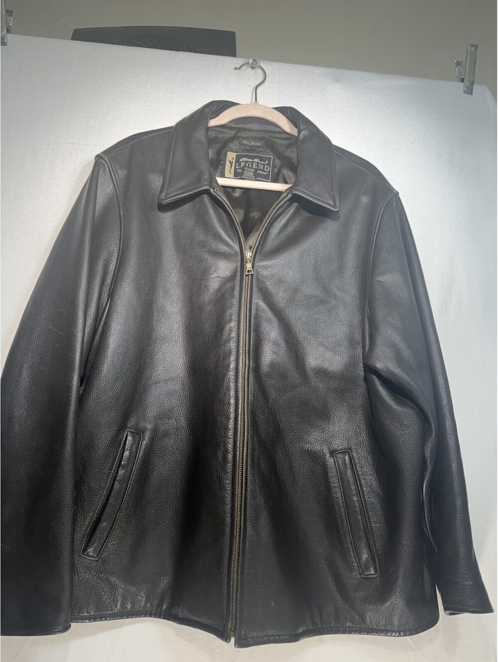VTG Eddie Bauer Legend Leather Flight Jacket Black Womens XXL full zip Stine